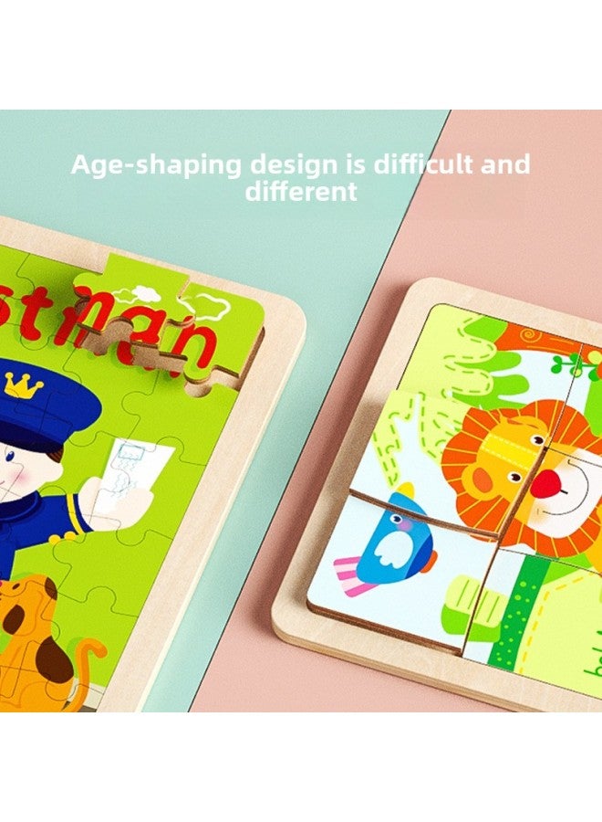 Boby Puzzle Children's Puzzle 1-2 Animals 3 Years Old 4 Baby Boys And Girls Toys Advanced Early Education Introduction-Color:Third-order Laser Puzzle (4-piece 9-piece Puzzle) - Image 4