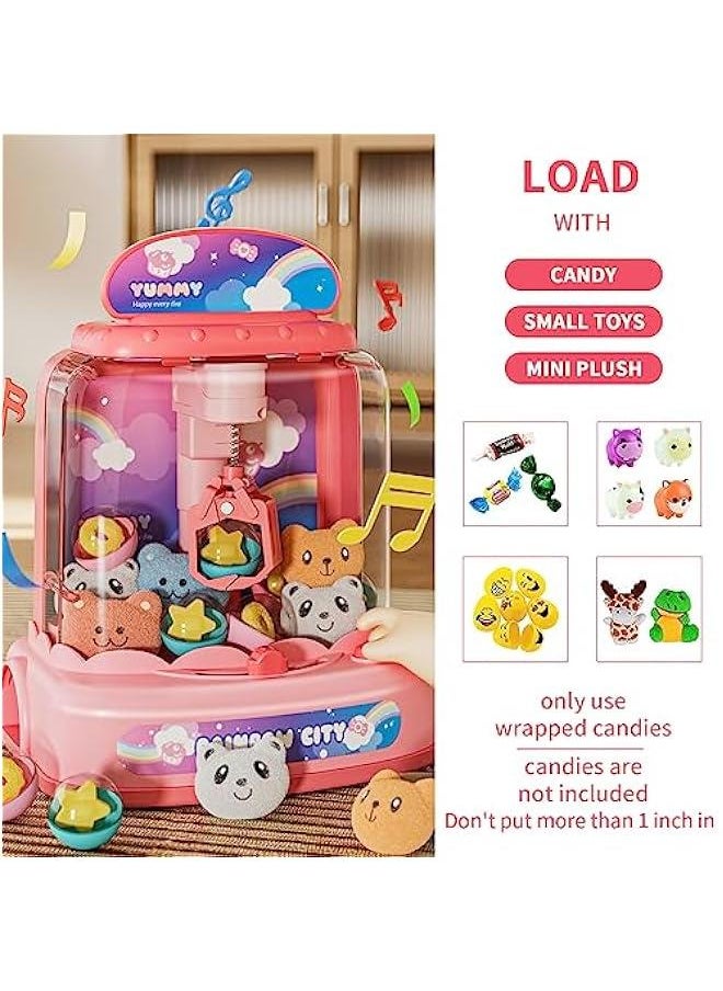 Mini Claw Machine for Kids，Electronic Dispenser Arcade Game Toys,Kids Vending Pink Machines with 6 Dolls 10 Capsule Toys, Grabber Plush,Adjustable Sounds and Music, Gifts for Girls  - Image 3