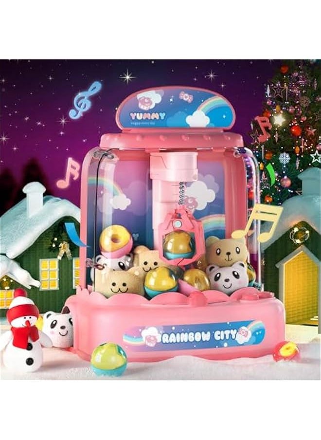 Mini Claw Machine for Kids，Electronic Dispenser Arcade Game Toys,Kids Vending Pink Machines with 6 Dolls 10 Capsule Toys, Grabber Plush,Adjustable Sounds and Music, Gifts for Girls  - Image 5