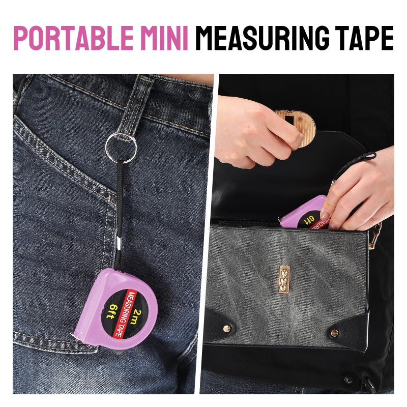Copkim 50 Pcs 6 Ft Mini Tape Measure Retractable Bulk Small Measuring Tape Pocket Size Measurement Tool For Operation Christmas Items Party Favor Gifts Stuffers For Men(Pink) - Image 4