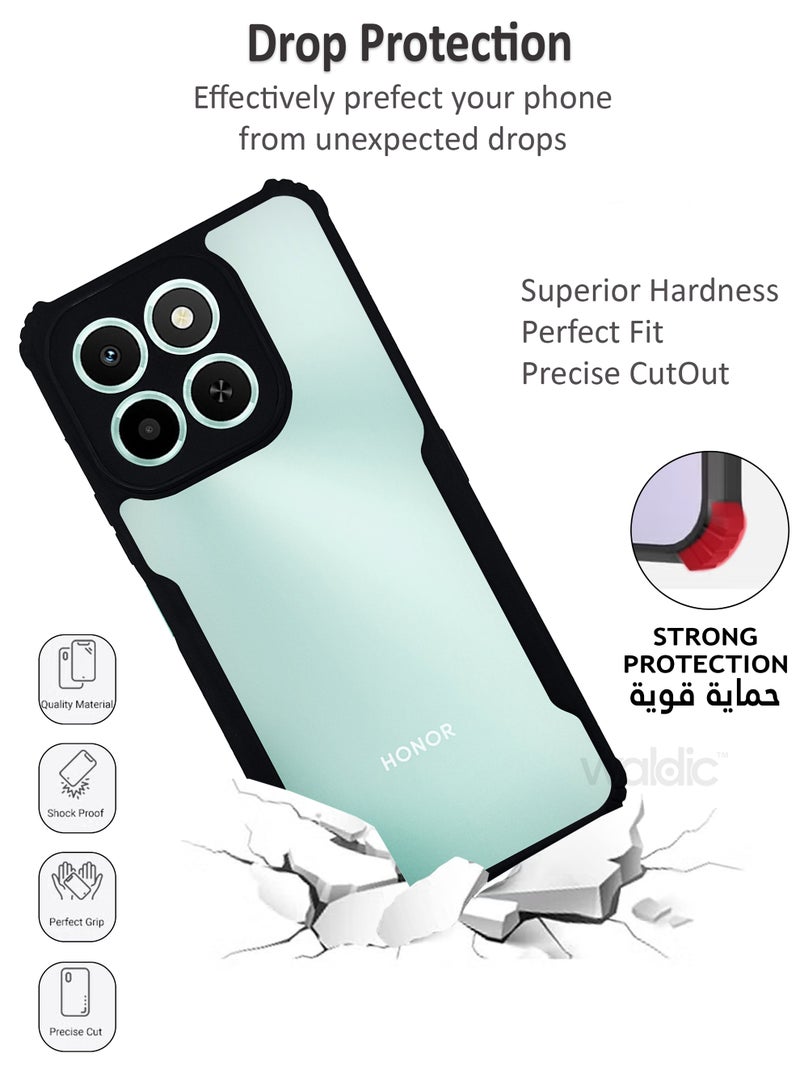 ولديك جراب فاخر لهاتف Honor X6C | غطاء سيليكون فاخر مصمم خصيصًا لهاتف Honor X6C | جراب خلفي رفيع واقٍ لحماية الكاميرا والسقوط لهاتف Honor X6C - شفاف/أسود - Image 3