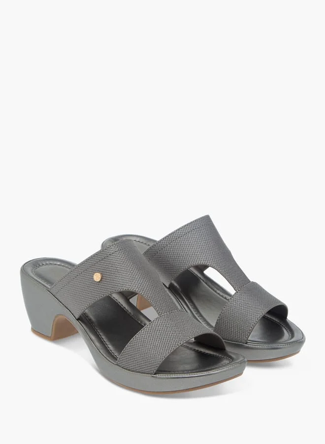 Flora Bella By Shoexpress Womens Textured Slip-On Sandals With Block Heels