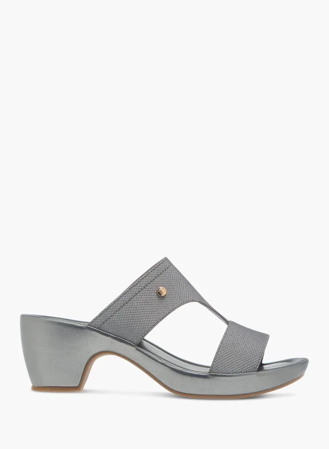 Flora Bella By Shoexpress Womens Textured Slip-On Sandals With Block Heels