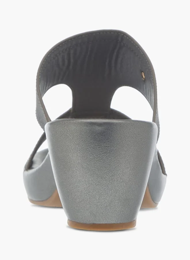 Flora Bella By Shoexpress Womens Textured Slip-On Sandals With Block Heels