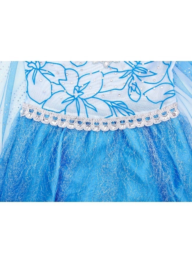 GGEROU Princess Costumes Girls Dress with Clothing Crown Magic Wand Necklace Ring Earrings Gloves for Toddler Children Birthday Party Cosplay Outfits Adventure Clothes  - Image 4