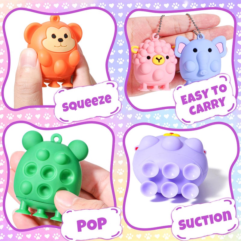 Qinline Valentines Day Gifts For Kids - 24 Pack 3D Animal Suction Toy Fidget Pop Toy With Gift Cards For Kids Boys Girls  Bulk Valentine Party Favors School Classroom Gifts Prizes Exchange Goodie Bags - Image 5