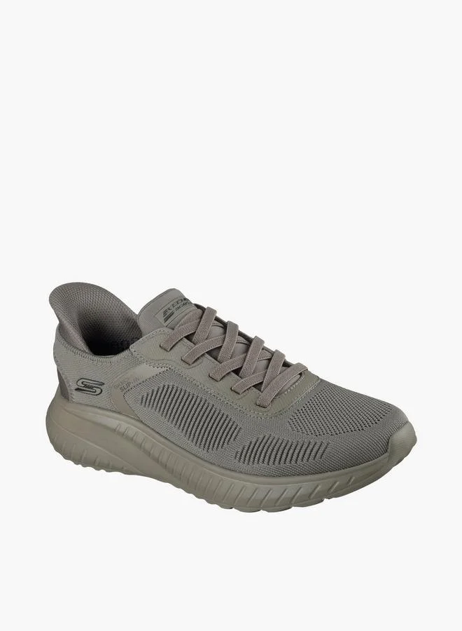 SKECHERS Men Bobs Squad Chaos Bungee Slip-On Ankle Sneakers