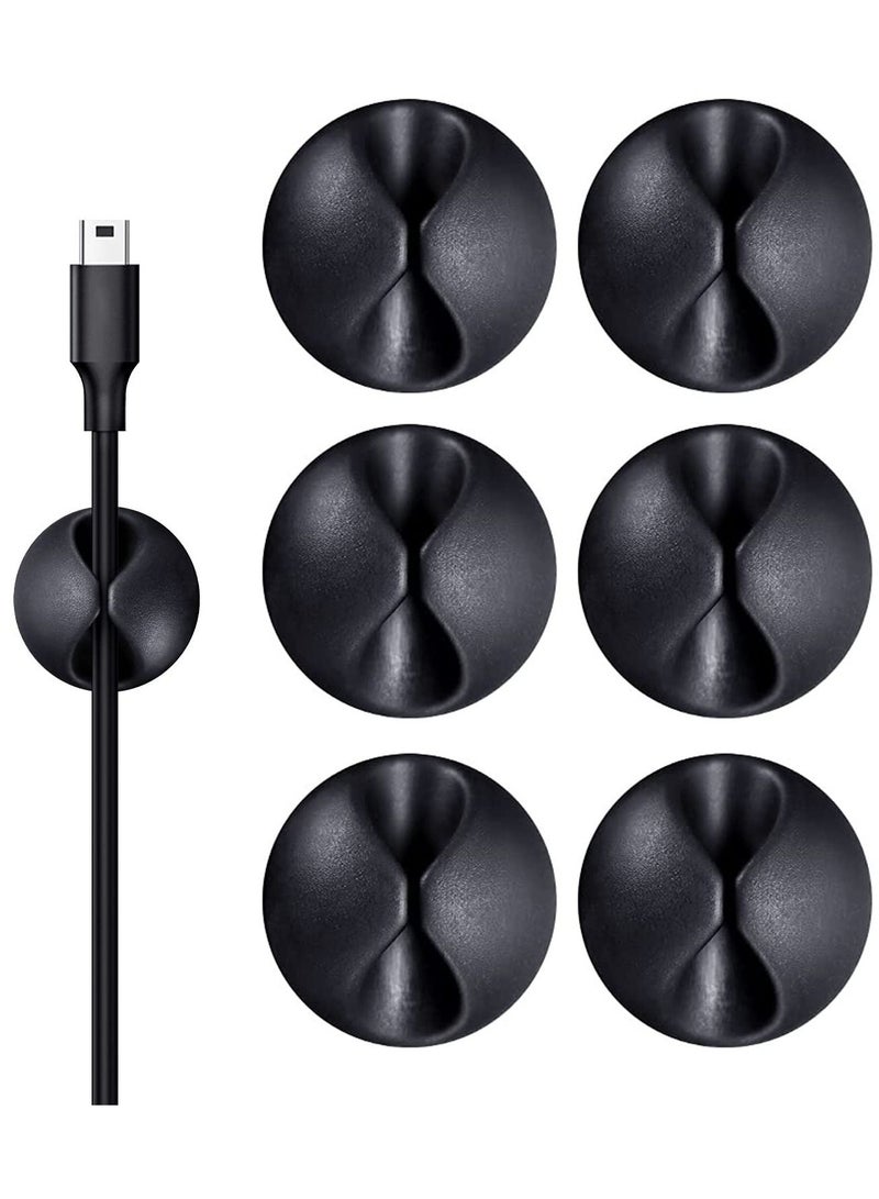 Y&D 6 Pack Cable Clips - Cord Organizer KASTWAVE Management Wire Holder System Adhesive Hooks Home, Office, Cubicle, Car, Nightstand, Desk Accessories Gift Idea Black - Image 1