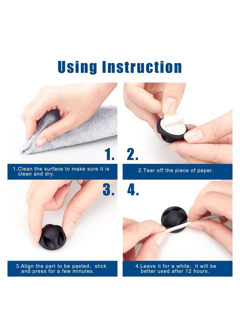 Y&D 6 Pack Cable Clips - Cord Organizer KASTWAVE Management Wire Holder System Adhesive Hooks Home, Office, Cubicle, Car, Nightstand, Desk Accessories Gift Idea Black - Image 3