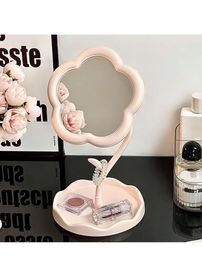 Generic Flower-Shaped Makeup Mirror for Desk Vanity Mirror for Bedroom,Living Room and Minimal Spaces Room Decor Home Decorations (Pink)  - Image 3