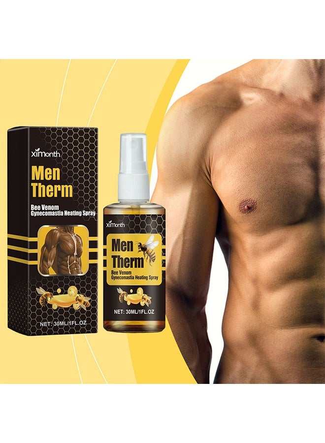 ximonth Men Therm Bee Venom Spray , Men Therm Bee Venom Gynecomastia Heating Oil, Gynecomastia Tightening Oil for Men, Can Help Strengthen the Chest Muscles 30ML - Image 1