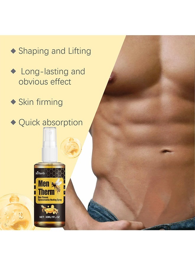 ximonth Men Therm Bee Venom Spray , Men Therm Bee Venom Gynecomastia Heating Oil, Gynecomastia Tightening Oil for Men, Can Help Strengthen the Chest Muscles 30ML - Image 2