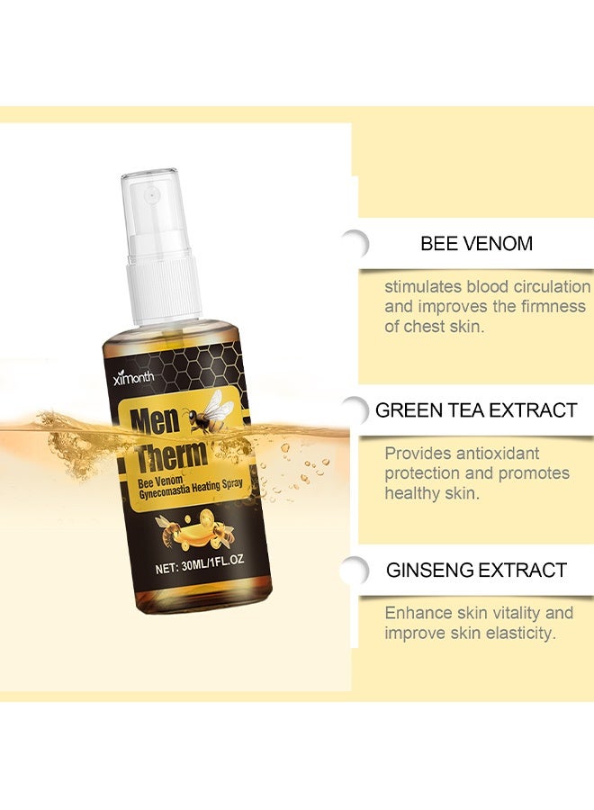 ximonth Men Therm Bee Venom Spray , Men Therm Bee Venom Gynecomastia Heating Oil, Gynecomastia Tightening Oil for Men, Can Help Strengthen the Chest Muscles 30ML - Image 5
