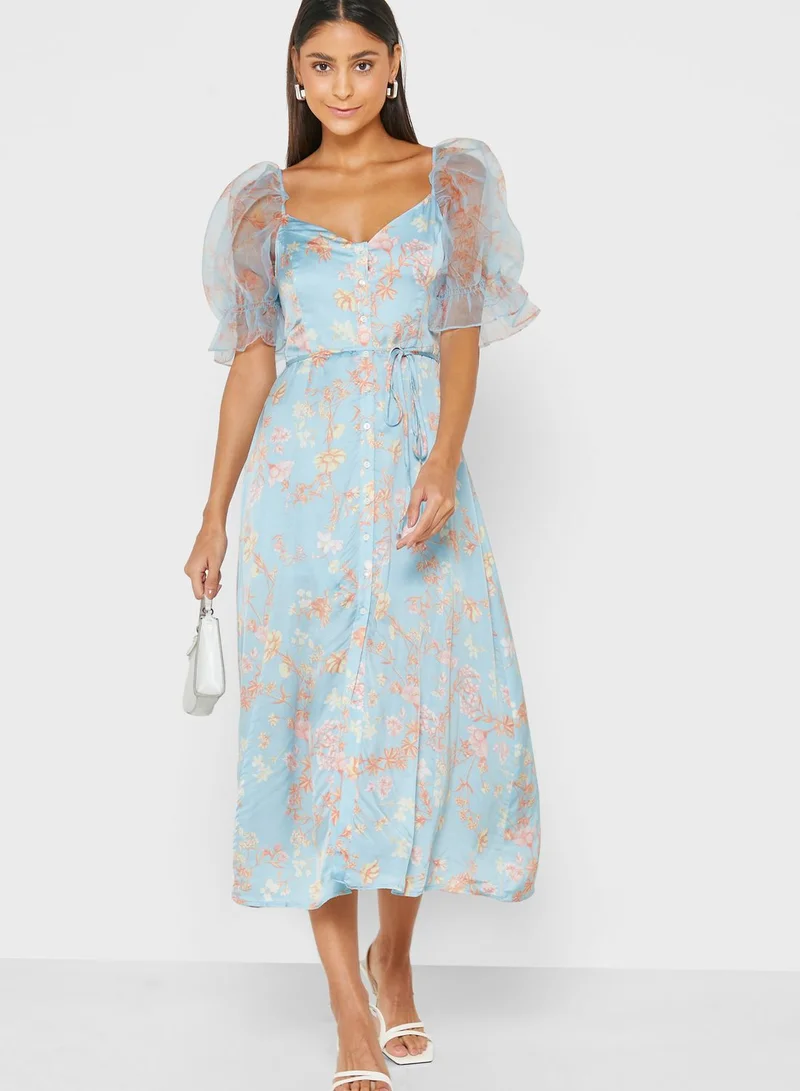 French Connection Mesh Sleeve Dress