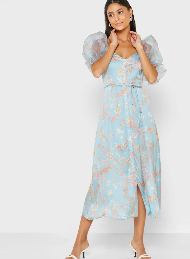 French Connection Mesh Sleeve Dress