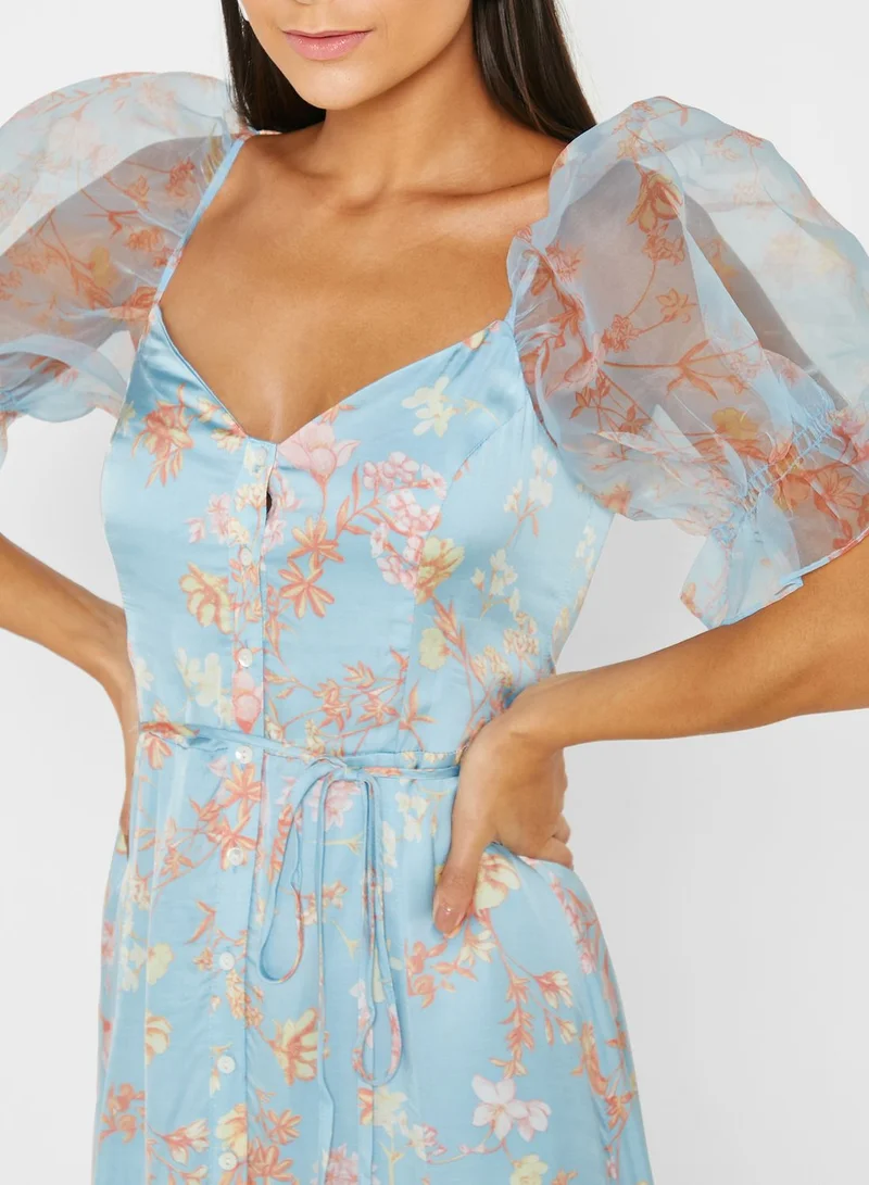 French Connection Mesh Sleeve Dress