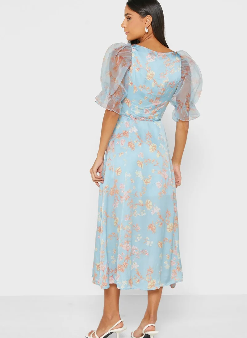 French Connection Mesh Sleeve Dress