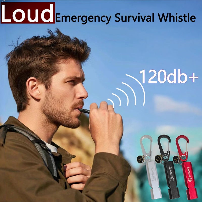 Amzonly Emergency Whistles, 120db Safety Whistle with Carabiner Clip for Keychain, Survival Shrill Loud for Camping Hiking Boating, 2Pack Silver - Image 4