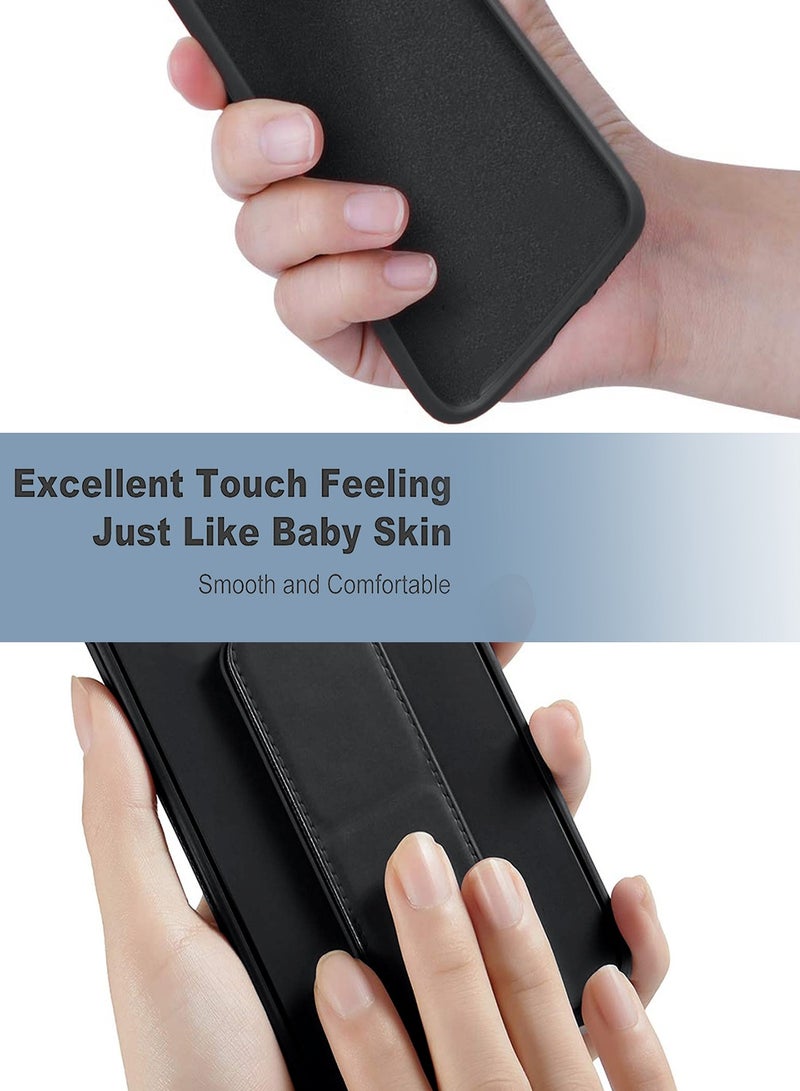 Wtech Xiaomi Redmi Note 14 Pro+ / Redmi Note 14 Pro Plus 5G 2024 Hand Grip Foldable Magnetic Kickstand Wrist Strap Finger Grip with Built-in Iron Case Cover - Black - Image 4