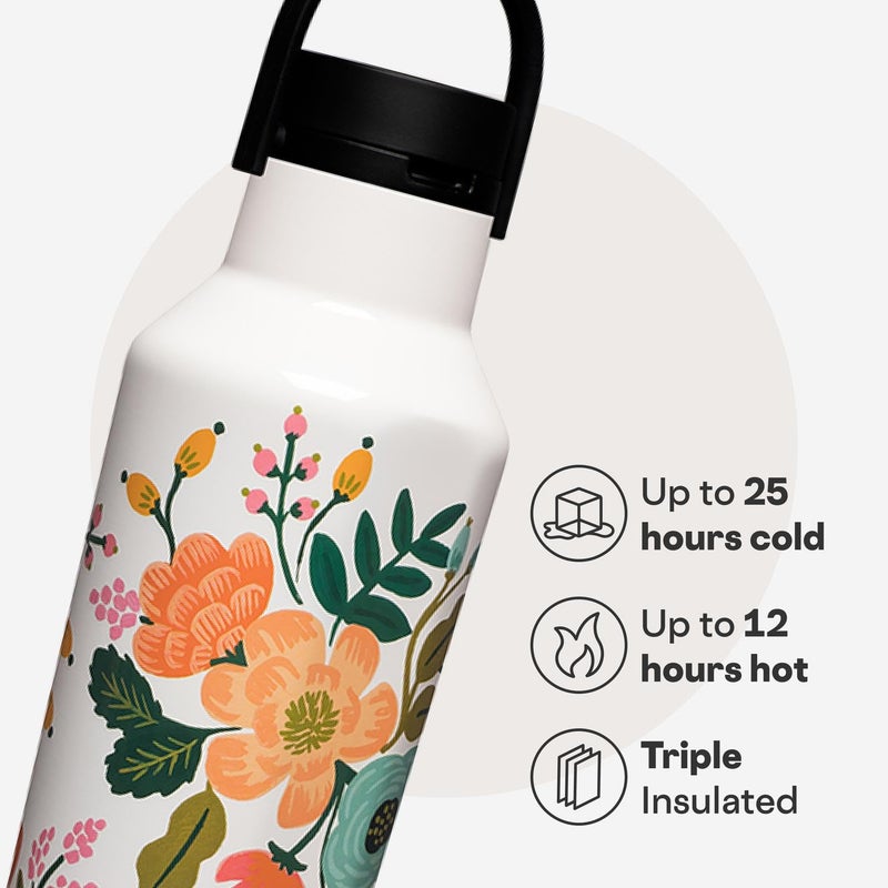 Corkcicle x Rifle Paper Sport Canteen - Keeps Drinks Cold 25 Hours - Stainless Steel - Triple-Insulated - Spill-Proof - Gift for Mom - Great for Mother's Day or Christmas - 20 oz - Cream Lively Flora - Image 3