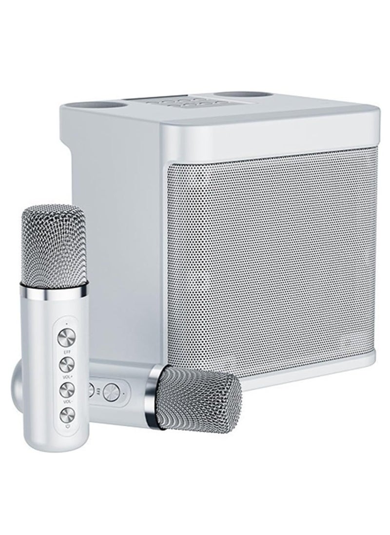 ELTRAZONE Karaoke Machine for Adults & Kids, Portable Bluetooth Karaoke Speaker with 2 Wireless Microphones, PA Speaker System for Indoor & Outdoor Parties, Family Fun Entertainment (White)  - Image 1