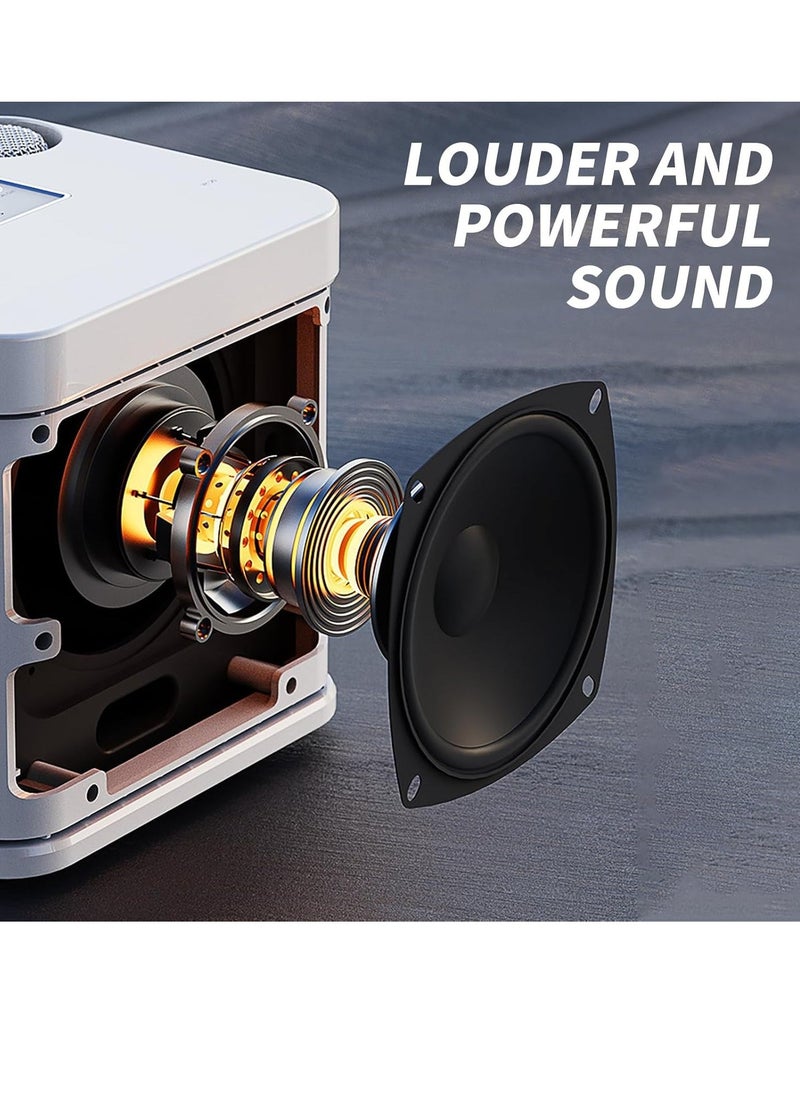 ELTRAZONE Karaoke Machine for Adults & Kids, Portable Bluetooth Karaoke Speaker with 2 Wireless Microphones, PA Speaker System for Indoor & Outdoor Parties, Family Fun Entertainment (White)  - Image 4