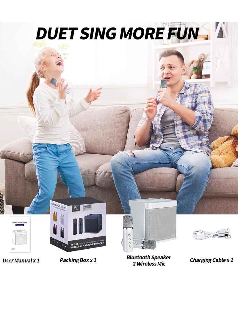 ELTRAZONE Karaoke Machine for Adults & Kids, Portable Bluetooth Karaoke Speaker with 2 Wireless Microphones, PA Speaker System for Indoor & Outdoor Parties, Family Fun Entertainment (White)  - Image 3