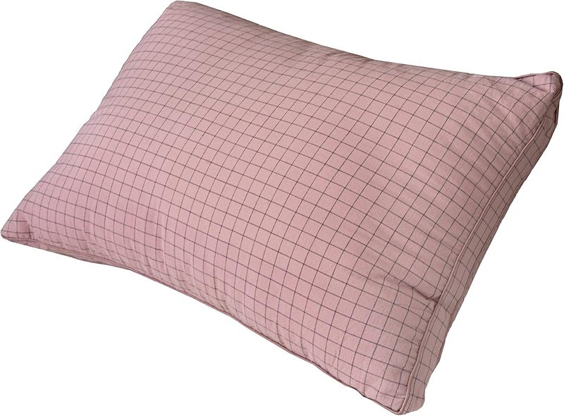DEEP SLEEP Every Night Aesthetic Grid - Pink Throw Pillow (Pink, Microfiber) - Image 1
