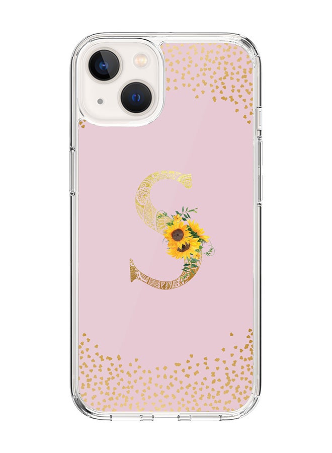 Stylizedd Classic Clear Case For iPhone 14, Hybrid Soft Case Thin Cover- Custom Monogram Initial Letter Mandala Floral Pattern Alphabet - S ( Pink) - Image 1