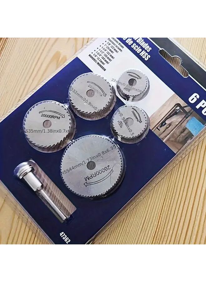 6Pcs Mini HSS Circular Saw Blade Set Colorful With Mandrel For Wood Metal Cutting Rotary Tool Compatible - Image 1