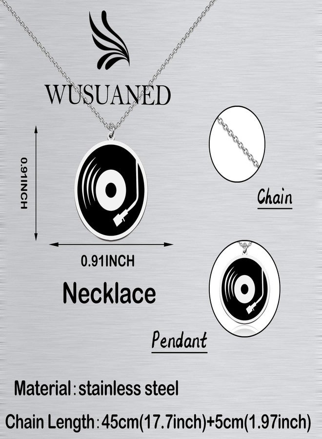 WUSUANED Funny Record Necklace Record Adapter Jewelry Vinyl Record Player Gifts DJ Lover Gift Retro Music Fan Gift (Record Necklace) - Image 2