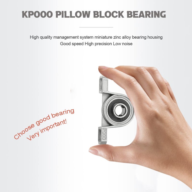 DEEPDREAM 4Pcs 10mm Pillow Block Bearing 0.39" Bore Diameter Mounted Pillow Block KP000 Bearing Block - Image 5