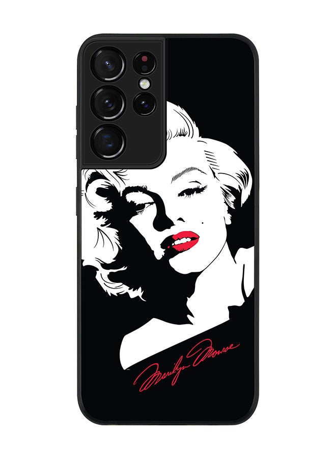 Stylizedd Rugged Black edge case for Samsung Galaxy S21 Ultra 5G Slim fit Soft Case Flexible Rubber Edges Anti Drop TPU Gel Thin Cover - Marilyn Monroe - Image 1
