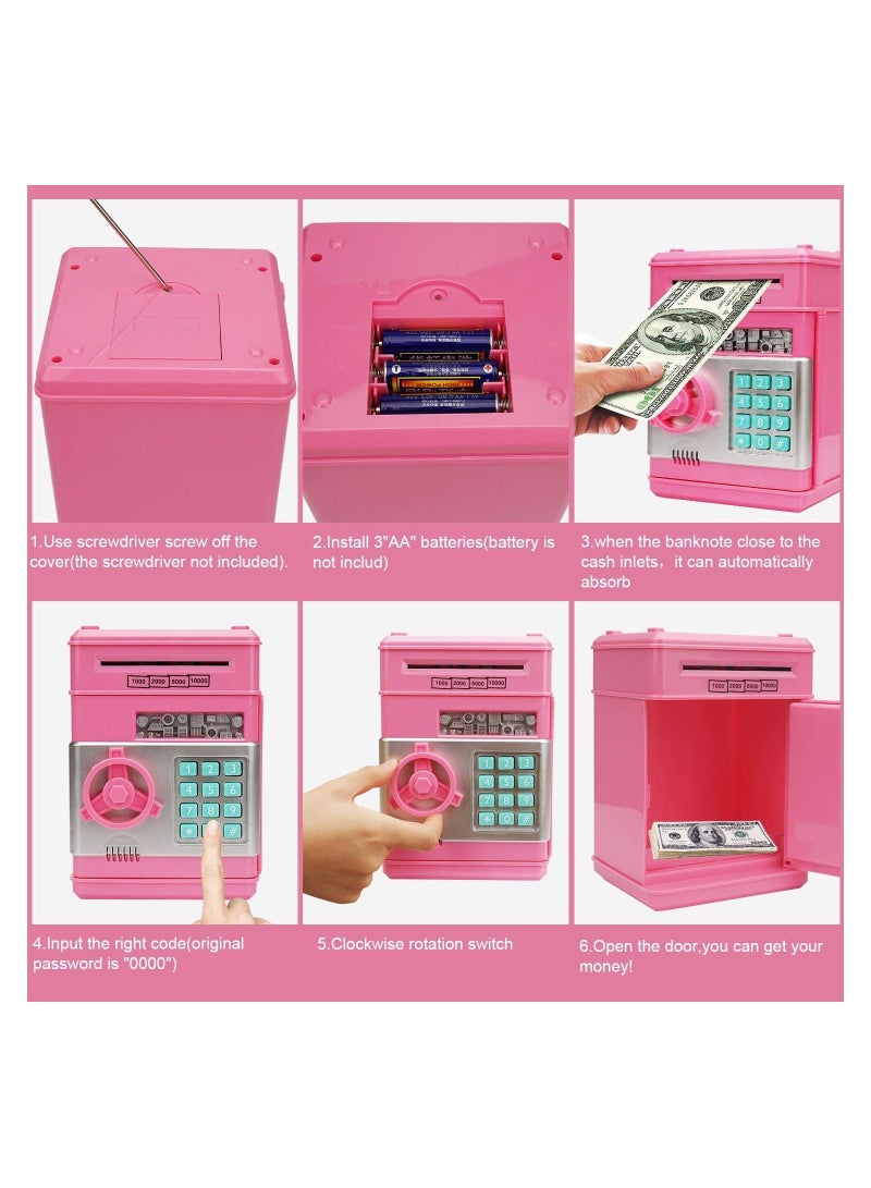 Mini ATM Savings Piggy Banks Toys for Real Money Save for Kids Girls Boys Adults, Electronic ATM Machine Coin Bank Money Saver Digital Password, Auto Scroll Cash Safe Box Gifts for Children - Image 5