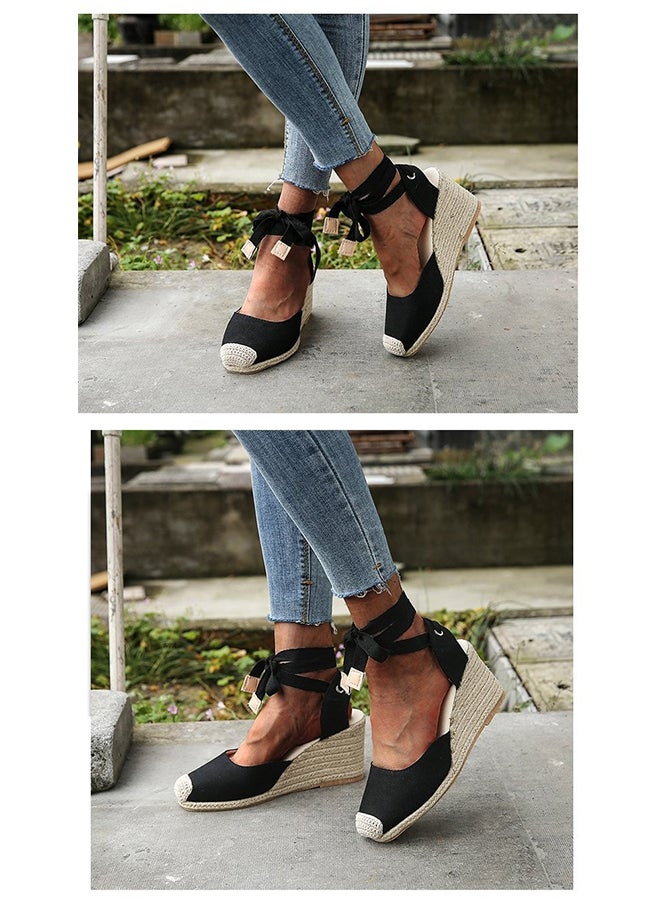 Sharpdo - Closed Toe Espadrille Wedges Sandals Fashionable Slope Sandals With Thick Soles - Image 1