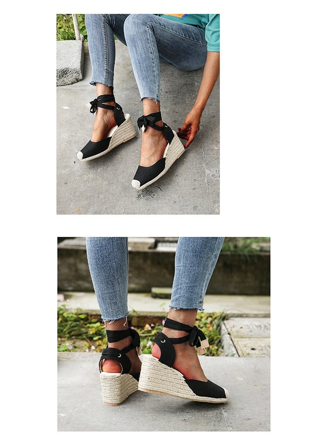 Sharpdo - Closed Toe Espadrille Wedges Sandals Fashionable Slope Sandals With Thick Soles - Image 1