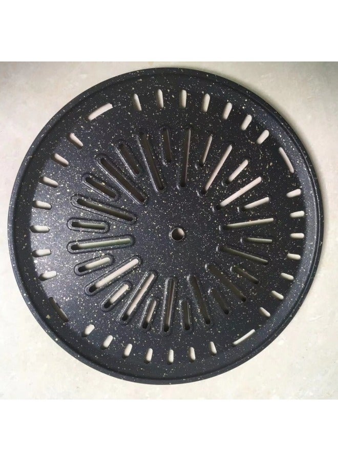 Korean-style Stainless Steel Barbecue Tray Maifan Stone Coated Non-stick Baking Tray Round Charcoal Grilled Barbecue Grill Grate For Commercial Use In Barbecue Shops-Specifications:330 Extra-thick Lattice Baking Pan - Image 3