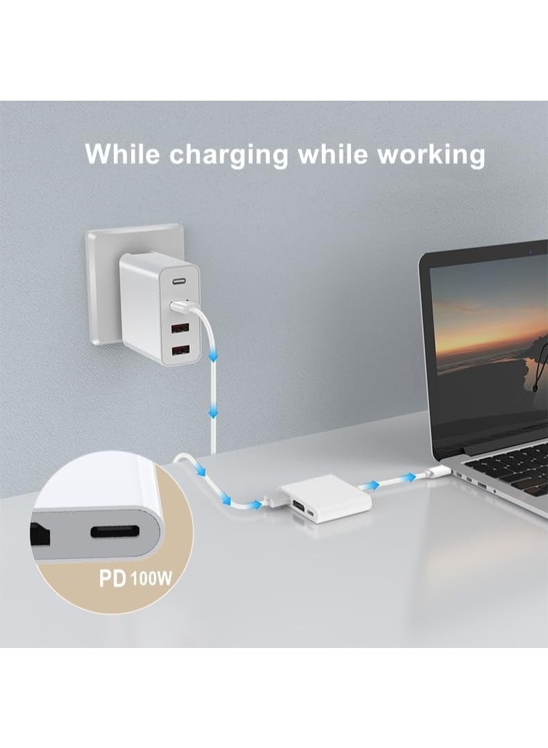 USB C to HDMI Adapter, 3-in-1 USB-C Digital AV Multiport Hub with 4K@60Hz HDMI, 100W PD Charging and USB 3.0 Port, HDMI Adapter for iPhone 15/16, iPad Pro, MacBook, Samsung to Monitor, TV - Image 2