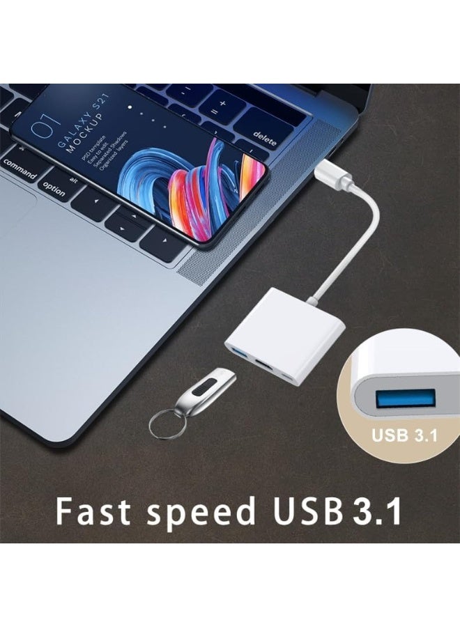 USB C to HDMI Adapter, 3-in-1 USB-C Digital AV Multiport Hub with 4K@60Hz HDMI, 100W PD Charging and USB 3.0 Port, HDMI Adapter for iPhone 15/16, iPad Pro, MacBook, Samsung to Monitor, TV - Image 3