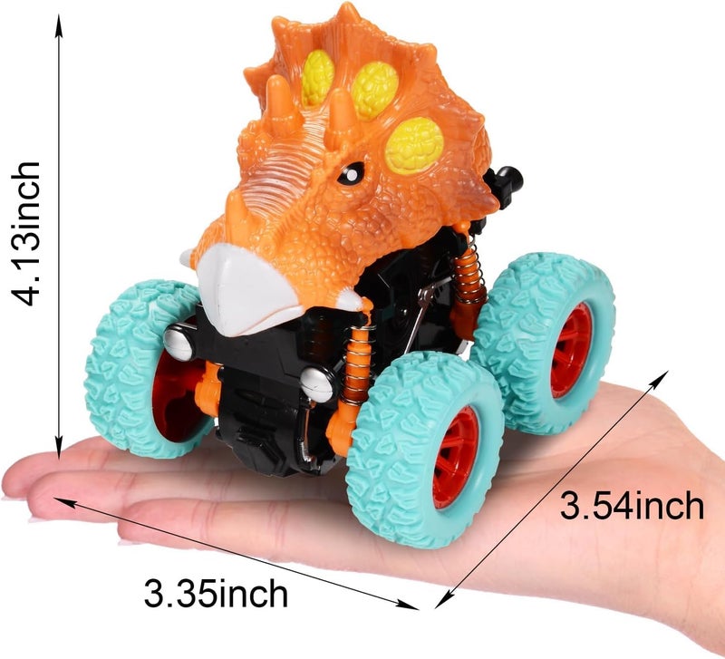 SCIENISH 4 Pack Dinosaur Monster Truck Toys - Friction Powered Educational Cars for Kids - Image 2