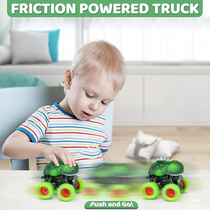 SCIENISH 4 Pack Dinosaur Monster Truck Toys - Friction Powered Educational Cars for Kids - Image 5
