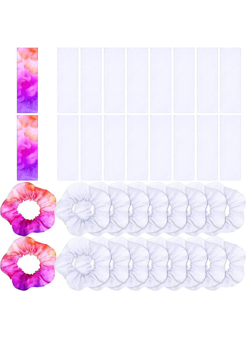 Waydress Waydress 12 Pieces Tie Dye White Scrunchies and White Stretchy Headband, Solid Scrunchies Elastic Hair Ties Cotton Soft Elastic Headbands Yoga Headband Ponytail Holder for Women Hair Styling 