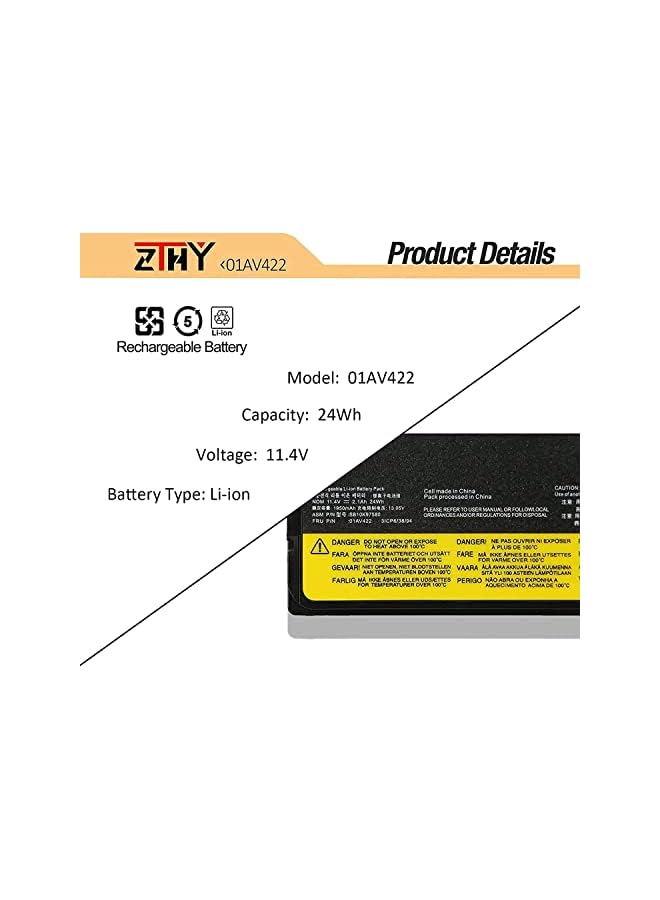 ZTHY 24Wh 61 01Av423 Laptop Battery For Lenovo Thinkpad A475 A485 Tp25 P51S P52S T470 T480 T570 T580 Series 4X50M08810 01Av422 Sb10K97579 Sb10K97580 01Av424 Sb10K97581 01Av452 Sb10K97597 01Av490 - Image 3