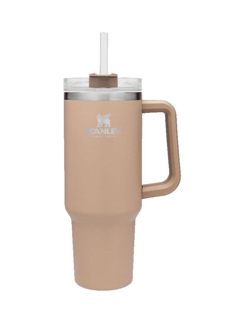 Stanley Quencher H2.0 Flowstat Vacuum Insulated Stainless Steel Stanley Tumbler with Lid and Straw for Water, Iced Tea, Coffee, Smoothies, and More, Light Brown, Almond Rose, 1.18 L  - Image 1