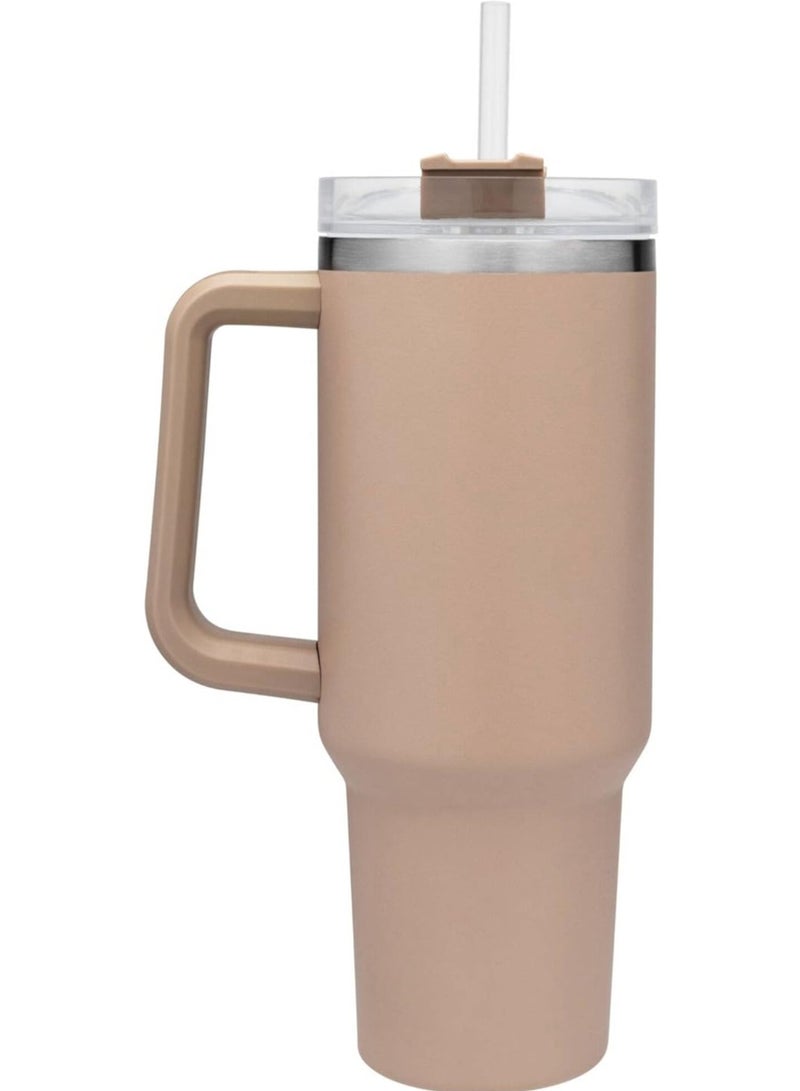 Stanley Quencher H2.0 Flowstat Vacuum Insulated Stainless Steel Stanley Tumbler with Lid and Straw for Water, Iced Tea, Coffee, Smoothies, and More, Light Brown, Almond Rose, 1.18 L  - Image 2