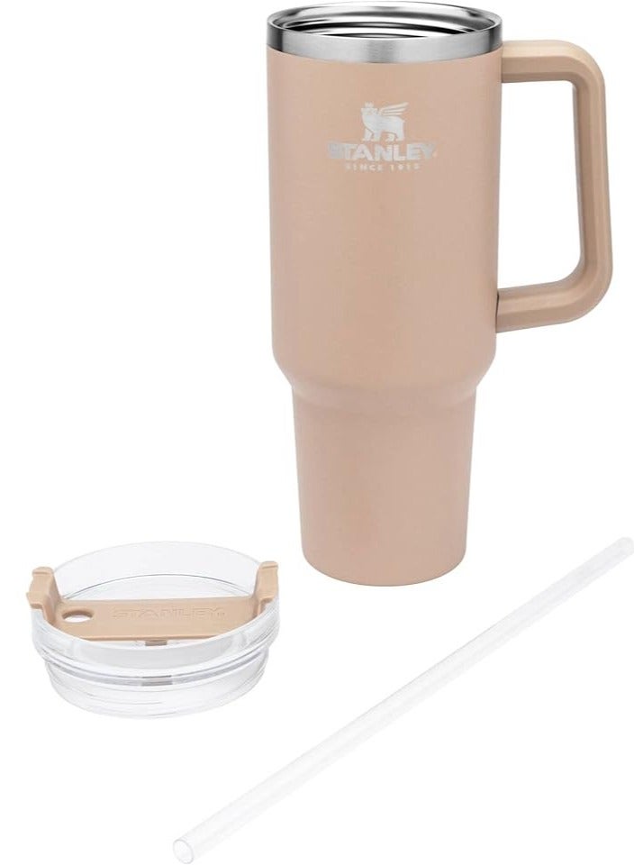 Stanley Quencher H2.0 Flowstat Vacuum Insulated Stainless Steel Stanley Tumbler with Lid and Straw for Water, Iced Tea, Coffee, Smoothies, and More, Light Brown, Almond Rose, 1.18 L  - Image 3