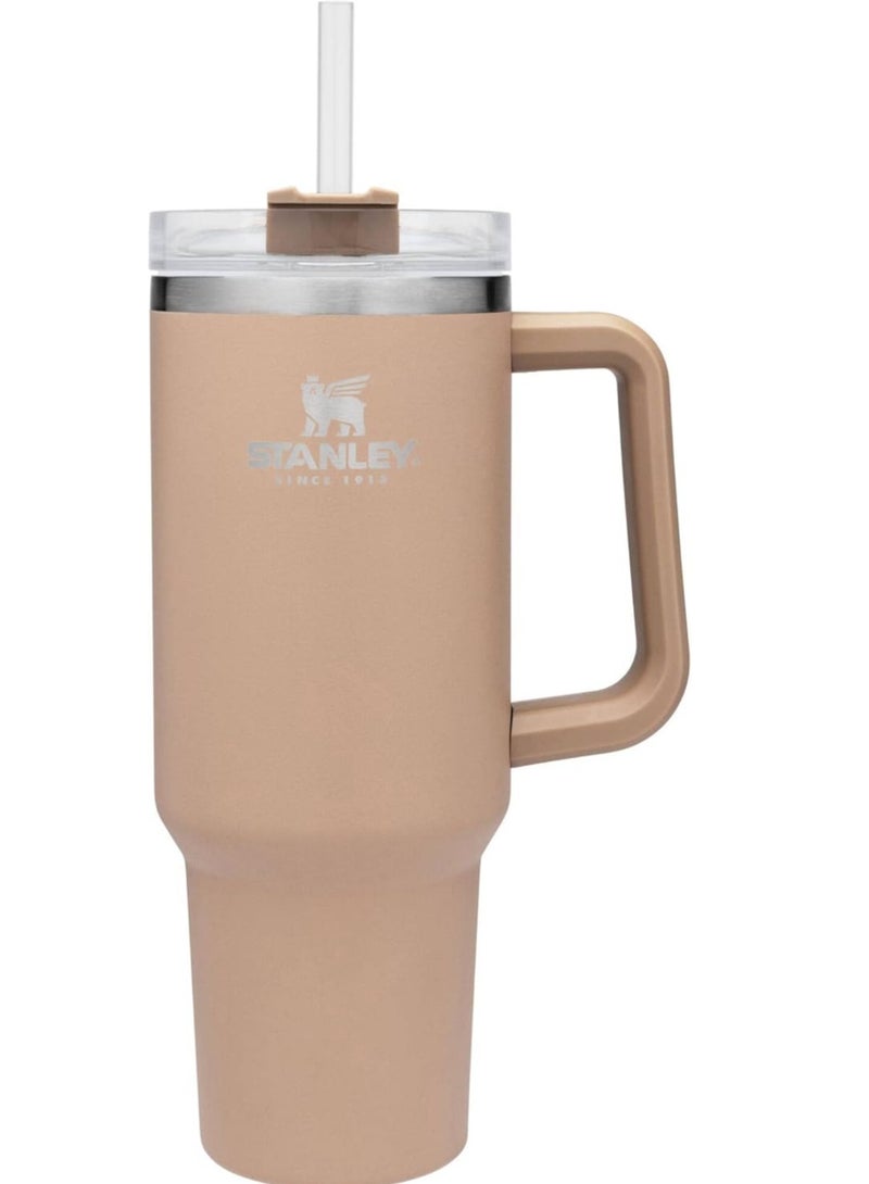 Stanley Quencher H2.0 Flowstat Vacuum Insulated Stainless Steel Stanley Tumbler with Lid and Straw for Water, Iced Tea, Coffee, Smoothies, and More, Light Brown, Almond Rose, 1.18 L  - Image 4