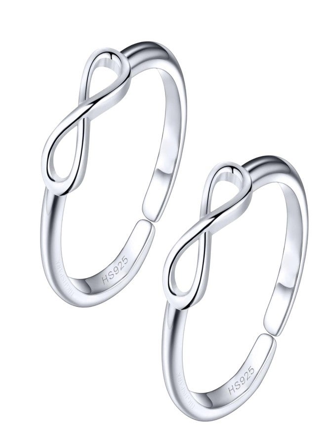HighSpark Infinity Silver Toe Rings for Women | 92.5 Sterling Silver Hypoallergenic Adjustable Toe Rings | Minimal & Elegant Designs - Infinity - 1 Pair - Image 1