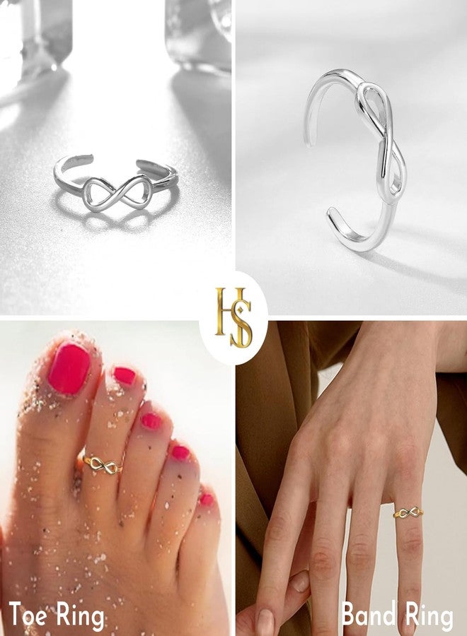 HighSpark Infinity Silver Toe Rings for Women | 92.5 Sterling Silver Hypoallergenic Adjustable Toe Rings | Minimal & Elegant Designs - Infinity - 1 Pair - Image 5