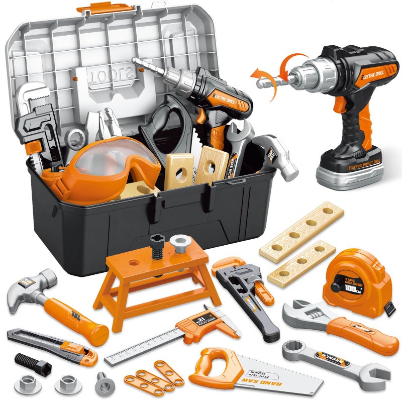 OCHIDO 46PCS Kids Tool Set with Portable Tool Box Electronic Toy Drill Toddler Tool SetTool Play Toys Construction Tools for Kids Christmas Birthday Gifts for Boys Ages 3 4 5 6 - Image 3